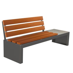 Banco Zaragoza en acero gris martele y madera de Guinea