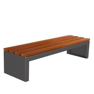 Banco Zaragoza Plus en acero – gris martele y madera de Guinea