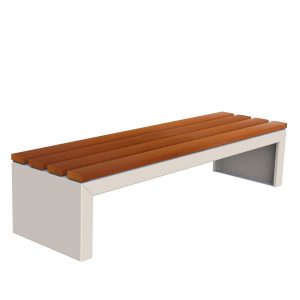 Banco Zaragoza en acero, color blanco Madera de Guinea